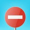 Vector Red and White Round Prohibition Sign Icon - Do not Enter. Stop Traffic Sign Frame Closeup on a Blue Sky