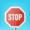 Vector Red and White Round Prohibition Sign Icon - Stop. Stop Traffic Sign Frame Closeup on a Blue Sky Background