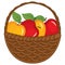 Vector Red and Yellow Apples in Wicker Basket