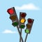 vector red, yellow and green traffic lights