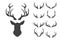 Vector Reindeer Horns, Antlers. Deer Silhouettes. Hand Drawn Deers Horn, Antler, Head Set. Animal Antler Collection