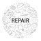 Vector Repair pattern with word. Repair background