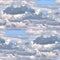 Vector repeated seamless pattern of fluffy clouds in the sky