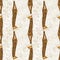 Vector repeated seamless pattern of vintage woodenn sculpture of a giraffe.