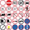 Vector restrictive and prohibitory road signs for traffic
