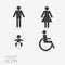 Vector restroom icons: lady, man, child and disability