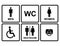 Vector restroom icons men,women, lady, man, baby,