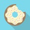 Vector Retro Bitten Donut Illustration Flat Design