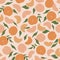 Vector retro color contemporary shaped peach fruit illustration motif seamless repeat pattern