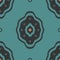 Vector Retro Crochet Symmetrical Design on Teal Green seamless pattern background.