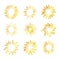 Vector Retro Golden Shine Icons Isolated on White Background, Gradient Gold Color.