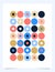 Vector Retro graphic design cover or poster with circle dot shapes. Cool vintage shape compositions. Music abstract vinyl disc