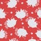 Vector Retro Gray Comics Roses on Red seamless pattern background.