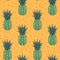 Vector Retro Green Pineapples Fiesta seamless pattern design