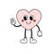 Vector retro groovy cartoon pink heart