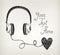 Vector retro hand drawn doodle headphones,
