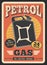 Vector retro poster of gas jerrycan