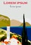 Vector retro poster. Italian or greece city . Vacation in Italy. Flat design.