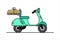 Vector retro scooter with a trunk, with boxes; vintage stylish moped; scooter for delivery; isolated