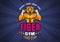 Vector retro sport logo of tiger fighter for fight club