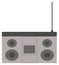 Vector retro tape recorder for audio cassettes. Magnetic cassete player, radio receiver with antenna