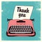 Vector retro typing writer, thank you card