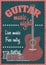 Vector retro vintage poster concept with acoustic guitar. Rock concert design template.