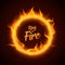 Vector ring of orange fire with sparks. Procedural fire flames burn around glowing circle. Fire burning circle on a