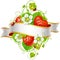 Vector ripe strawberry and white ribbon for your text