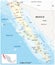 Vector road map of the mexican states of Baja California and Baja California South