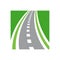 Vector roadway logo combination. Curved road and highway symbol.