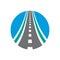 Vector roadway logo combination. Highway and curved road symbol.