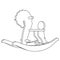 Vector rocking horse kid toy - line illustration