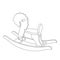 Vector rocking horse kid toy - line illustration