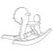 Vector rocking horse kid toy - line illustration