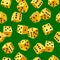 Vector rolling yellow dice seamless background