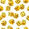 Vector rolling yellow dice seamless background