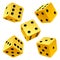 Vector rolling yellow dice set