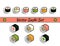 Vector rolls sushi set isolated