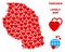 Vector Romantic Tanzania Map Collage of Hearts