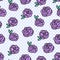 Vector Roses on the grid seamless pattern. Hand drawn flowers in trend fashion purple colors.