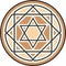 Vector round colored jewish national ornament. Star of David.