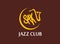 Vector Round emblem of Music Jazz Club with Sax silhouette and Caption