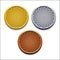 Vector round empty medals of gold silver bronze