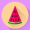 Vector round flat icon of a piece of watermelon