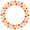 Vector round frame from maple autumn leaves