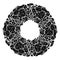 Vector round frame of monochrome broken stones and copy space. Earthquake danger. Black silhouette of circle clipart smashed rocks