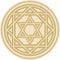 Vector round golden jewish national ornament. Star of David. Semitic folk circle, pattern.