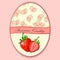 Vector round label, strawberry jam or juice