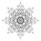 Vector Round Ornamental Graphic Design, Drawing of Snowflake Shape in Mandala Style